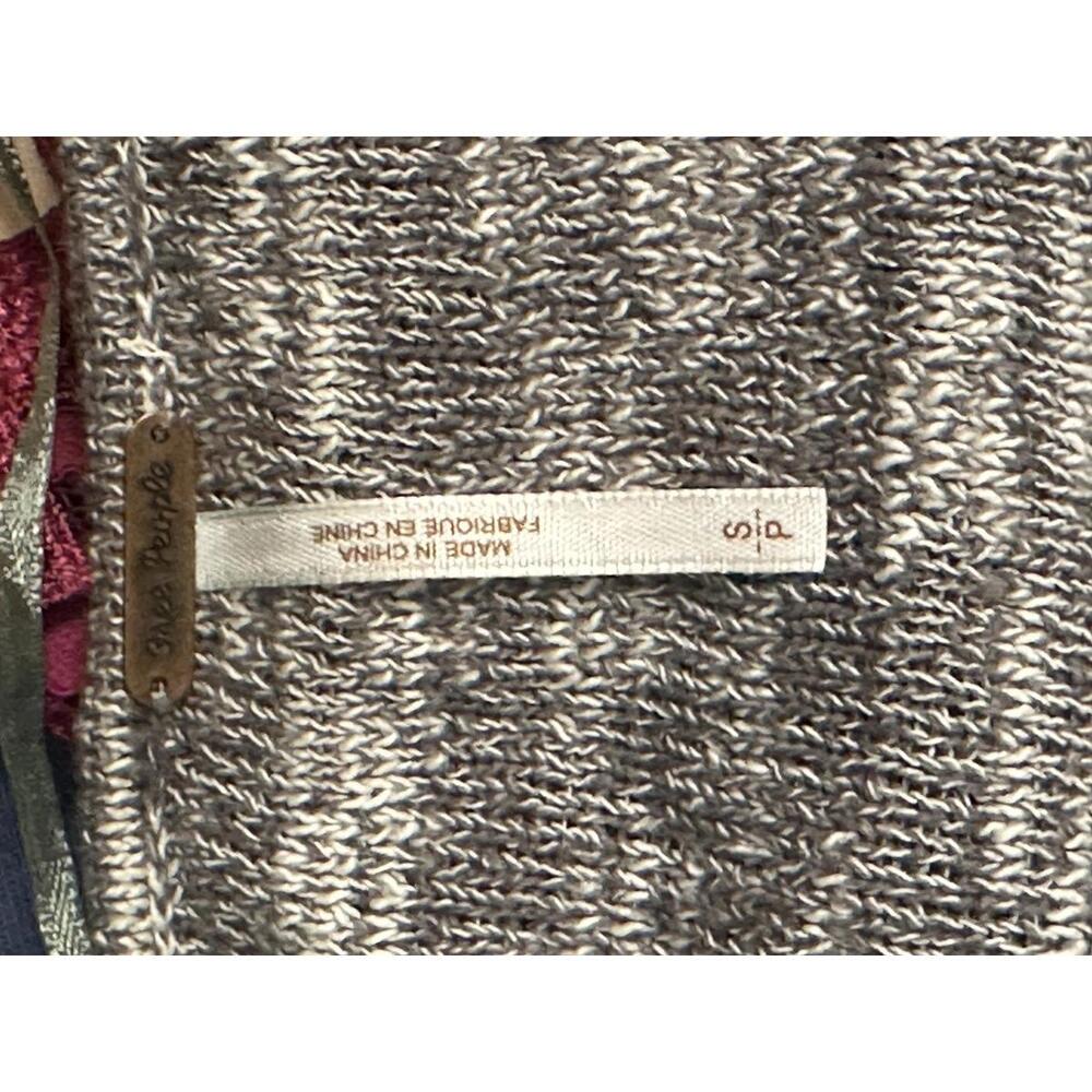 Free People taupe cotton/linen V surplice wrap front marled knit sweater Size S - Picture 2 of 5